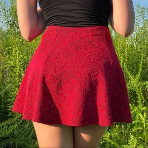 Red patterned skater skirt